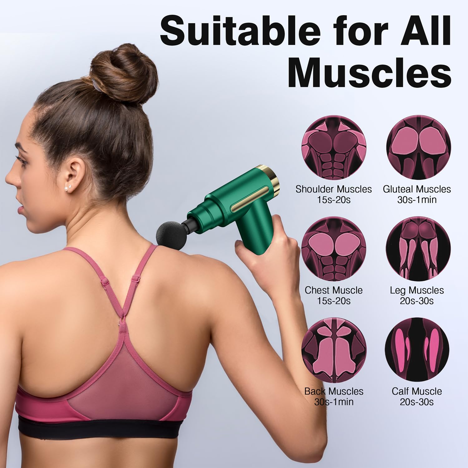 UPHUI Mini Massage Gun Portable Electric Muscle Massager Deep Tissue Percussion Fascial Gun With 4 Heads 6 Speeds Usb Rechargeable For Gym Office Home Workout Recovery And Pain Relief