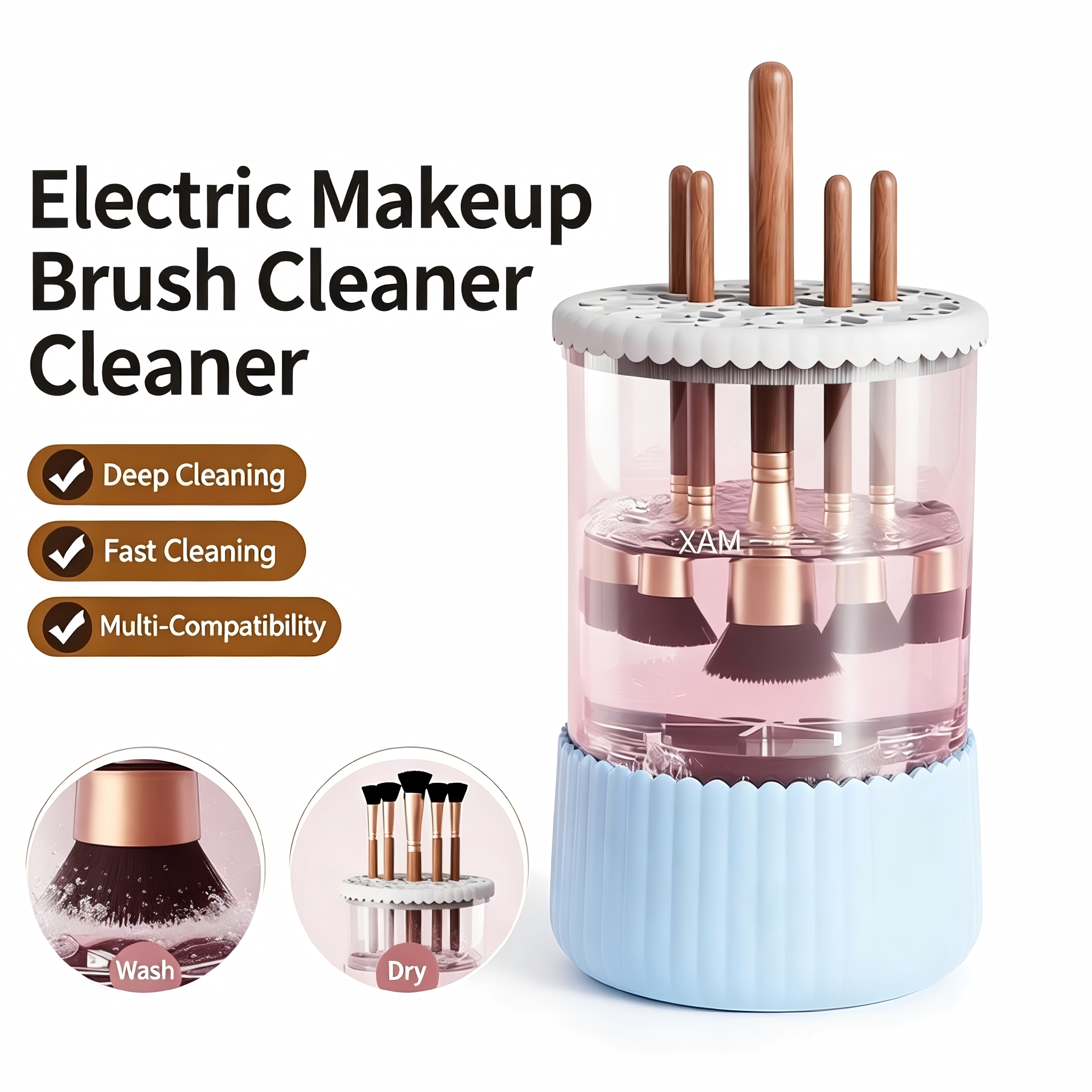 UPHUI Electric Makeup Brush Cleaning Machine Portable Makeup Brush Electric Cleaning Brush Automatic Washing Wachine Quick Drying Tool Washing Magic Tool