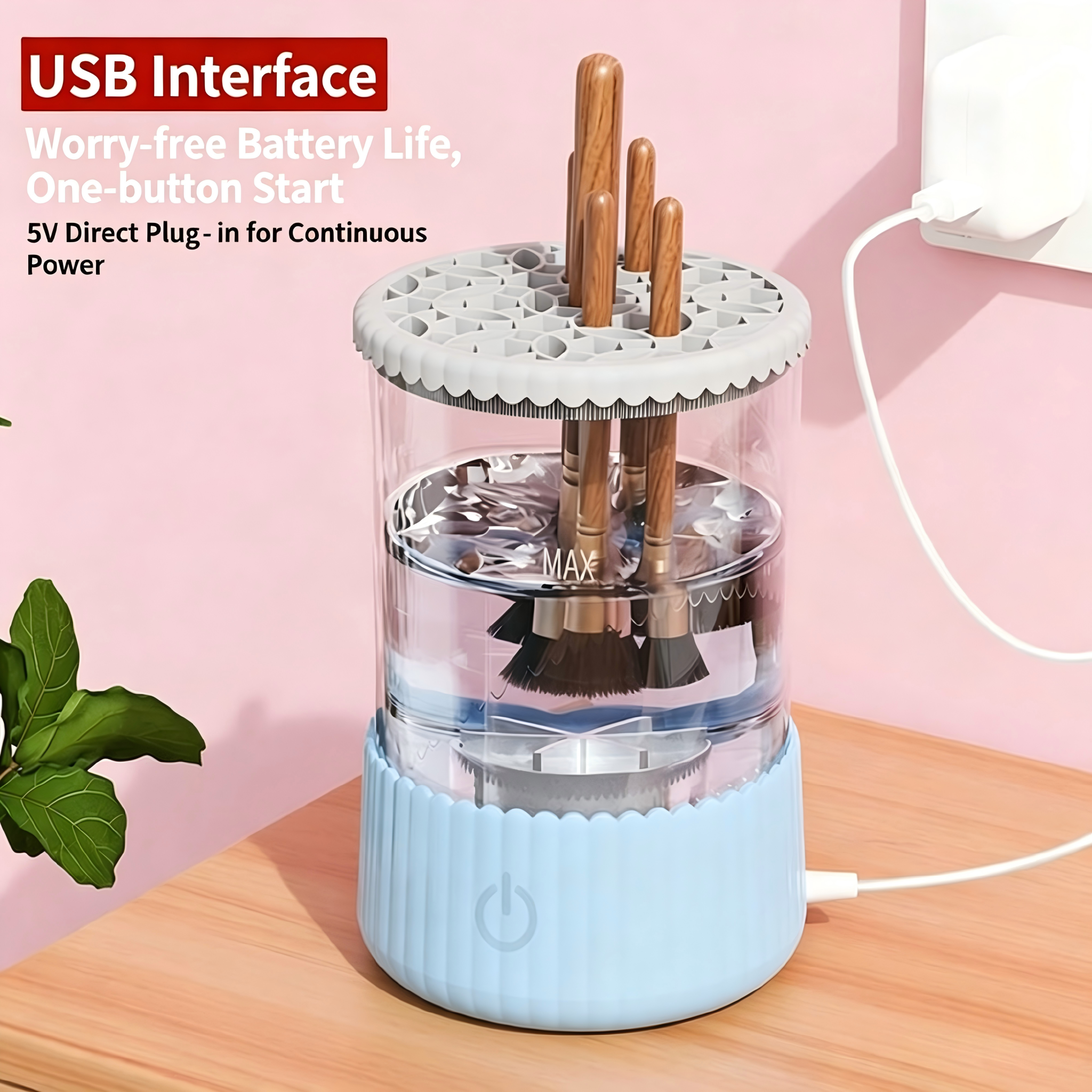 UPHUI Electric Makeup Brush Cleaning Machine Portable Makeup Brush Electric Cleaning Brush Automatic Washing Wachine Quick Drying Tool Washing Magic Tool