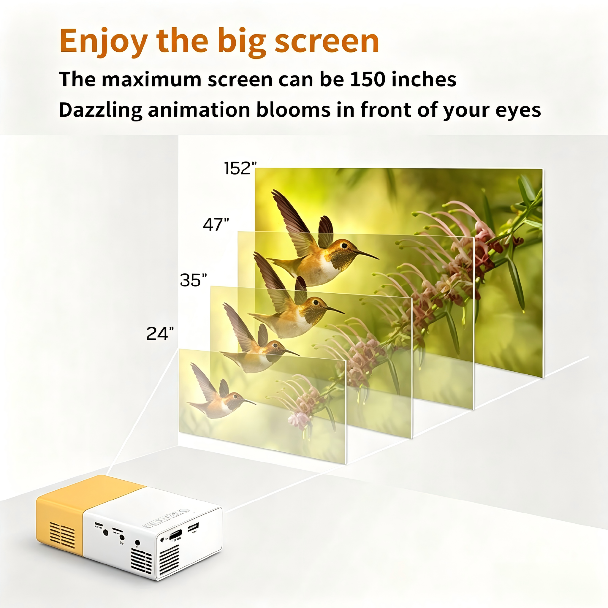 HD Mini Projector Meer Portable Pico Full Color LED LCD Video Projector Video TV Movie Party Games Outdoor Entertainment Full Reality Speaker With Remote Control