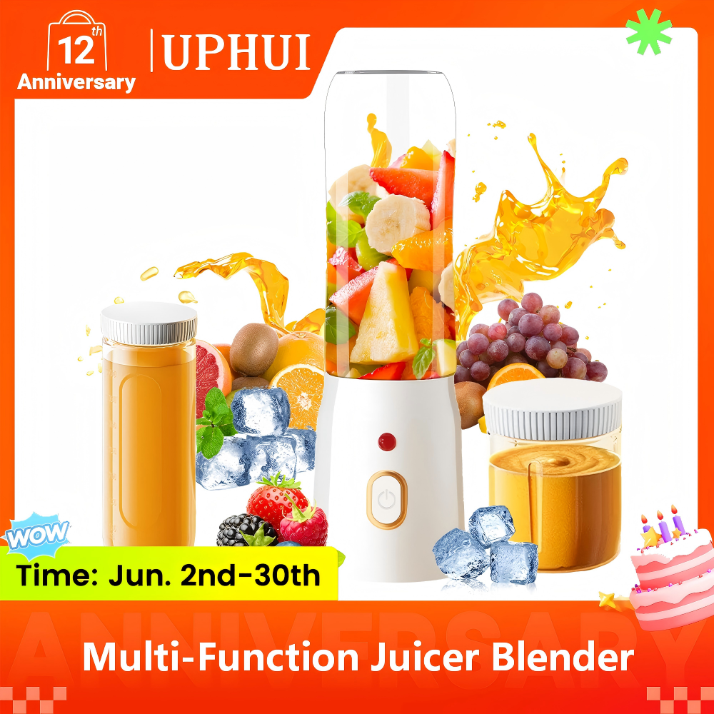 UPHUI Juicer Blender Upgraded 3-in-1 Handheld Portable Blender Baby Food Dispenser Equipped With 10 Blades And 2 Cups  Fruit Juicer Baby Food Dispenser Suitable For Travel Sports Outdoor Activities