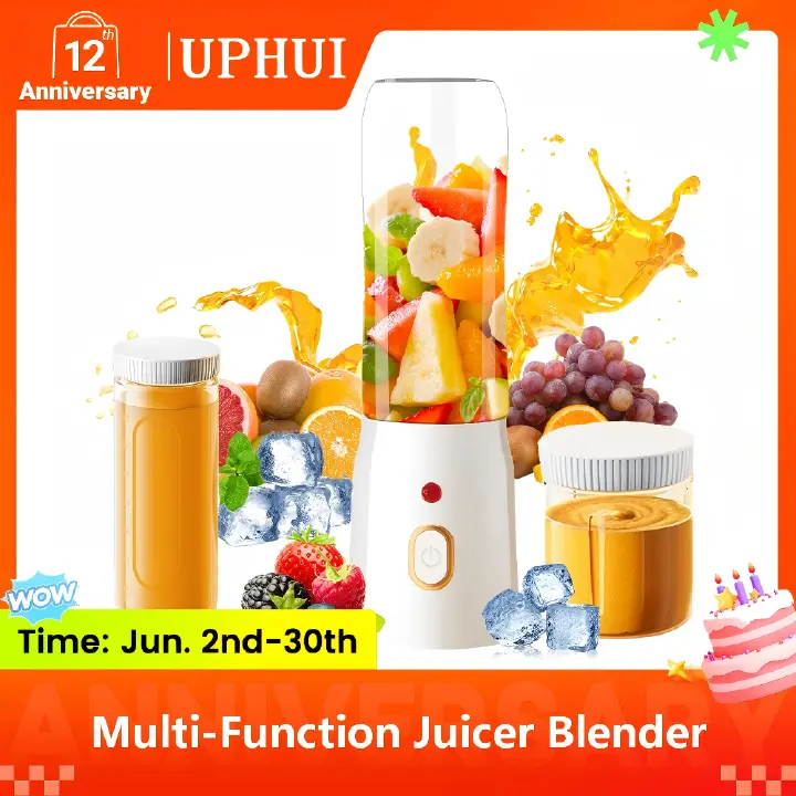 UPHUI Juicer Blender Upgraded 3-in-1 Handheld Portable Blender Baby Food Dispenser Equipped With 10 Blades And 2 Cups  Fruit Juicer Baby Food Dispenser Suitable For Travel Sports Outdoor Activities