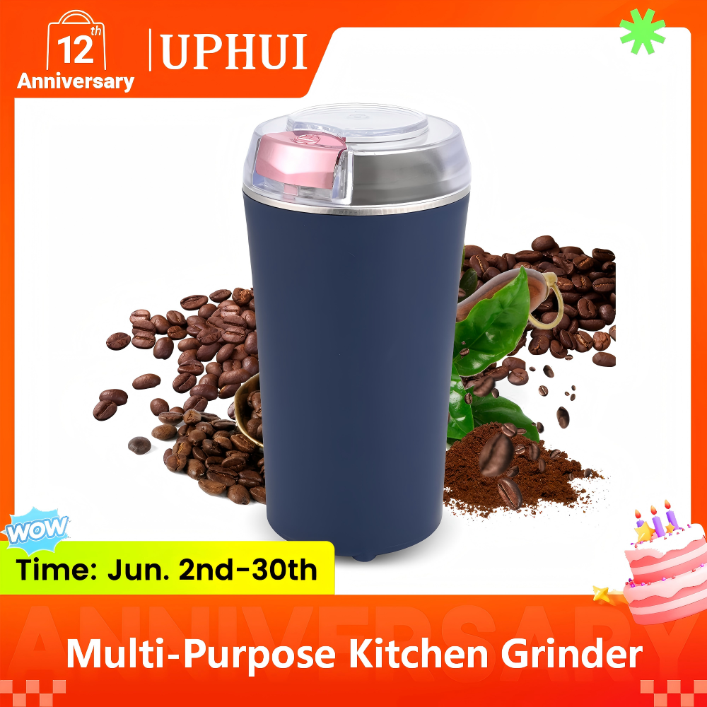 UPHUI Grinders Electric Coffee Grinder Bean Grinder Spice Grinder Coffee Bean Vanilla Grinder With Integrated Brush Scoop One Touch Button Stainless Steel Grinding Vanilla Peanut Cereal Beans