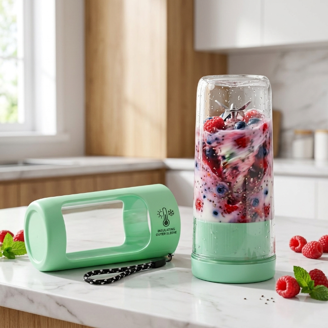 UPHUI Personal Blender For Shakes And Smoothies Portable Mixer Fruit Juicer USB Rechargeable With 6 Blades Handheld Blenders For Sports Travel And Outdoors Small Electric Mini Blender