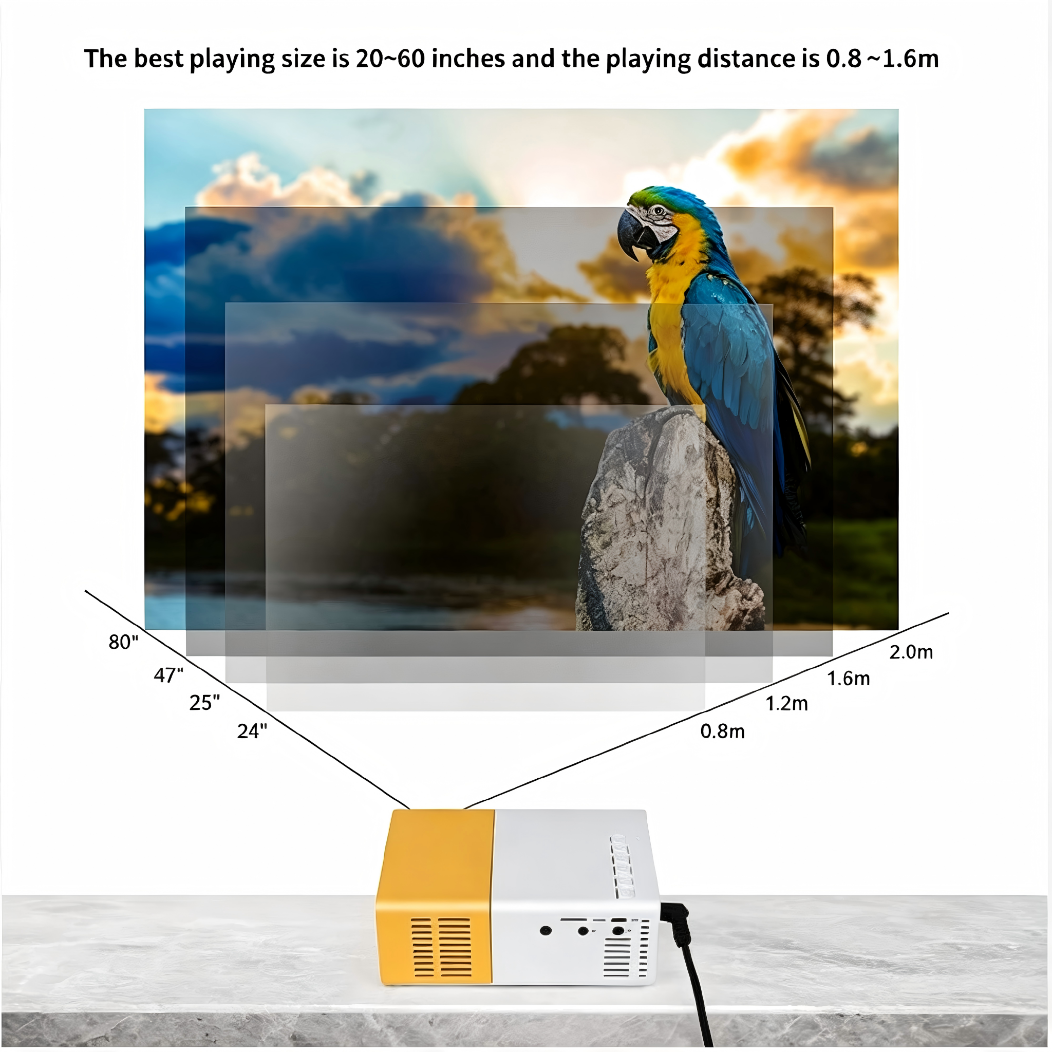 HD Mini Projector Meer Portable Pico Full Color LED LCD Video Projector Video TV Movie Party Games Outdoor Entertainment Full Reality Speaker With Remote Control