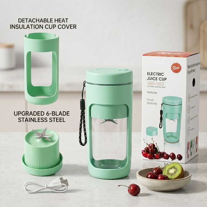 UPHUI Personal Blender For Shakes And Smoothies Portable Mixer Fruit Juicer USB Rechargeable With 6 Blades Handheld Blenders For Sports Travel And Outdoors Small Electric Mini Blender