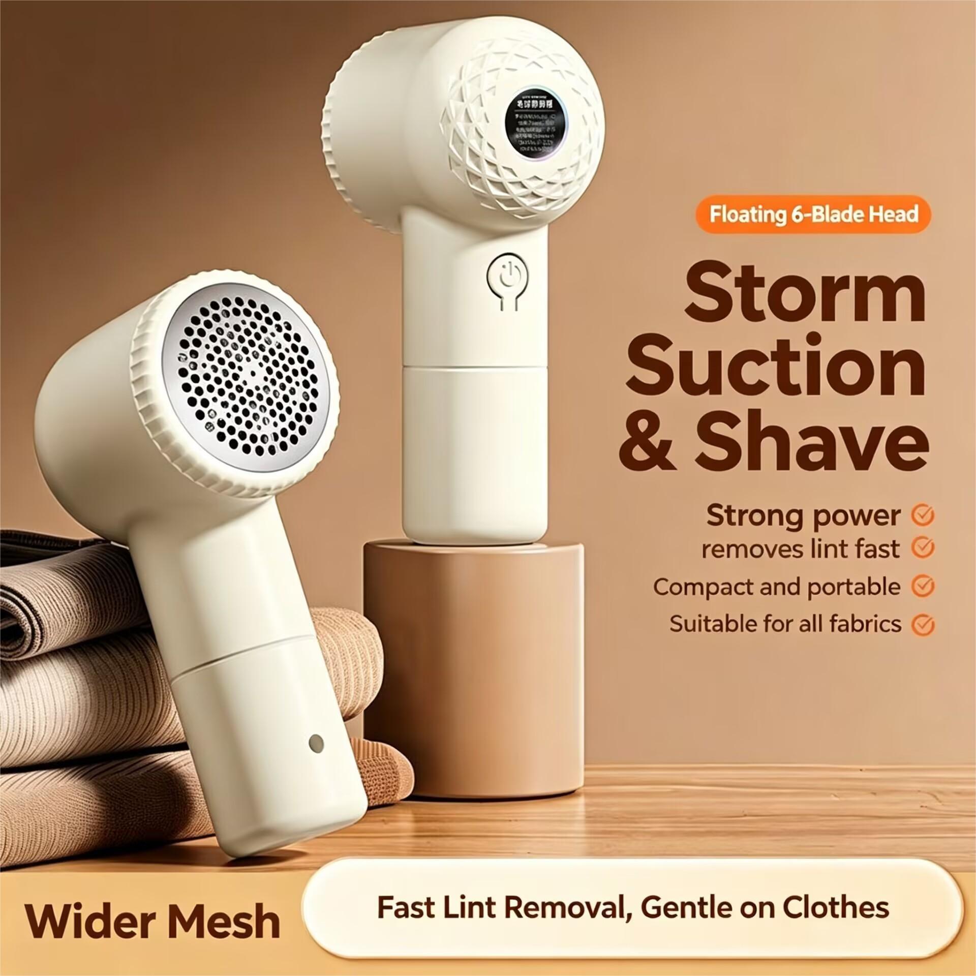 UPHUI Lint Remover 6 Blade Upgraded Wireless Charging Fabric Shaver Wide Shaving Panel Super Long Lasting Battery One Touch Start Portable Pill Remover For Clothes Sweaters Blankets Curtains Sofas