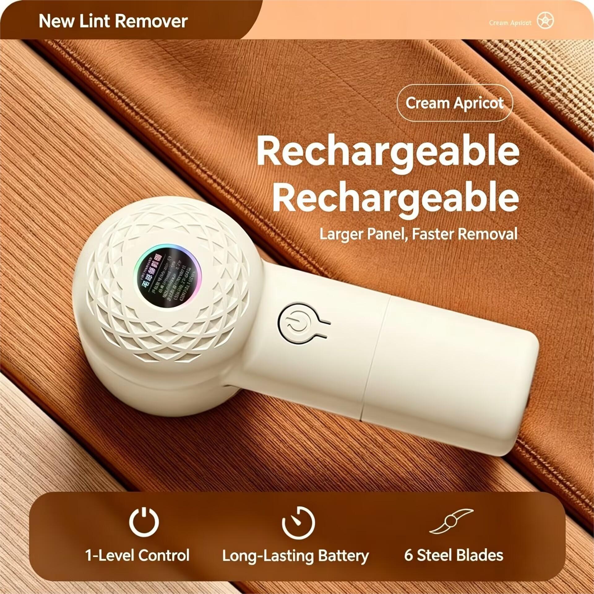 UPHUI Lint Remover 6 Blade Upgraded Wireless Charging Fabric Shaver Wide Shaving Panel Super Long Lasting Battery One Touch Start Portable Pill Remover For Clothes Sweaters Blankets Curtains Sofas