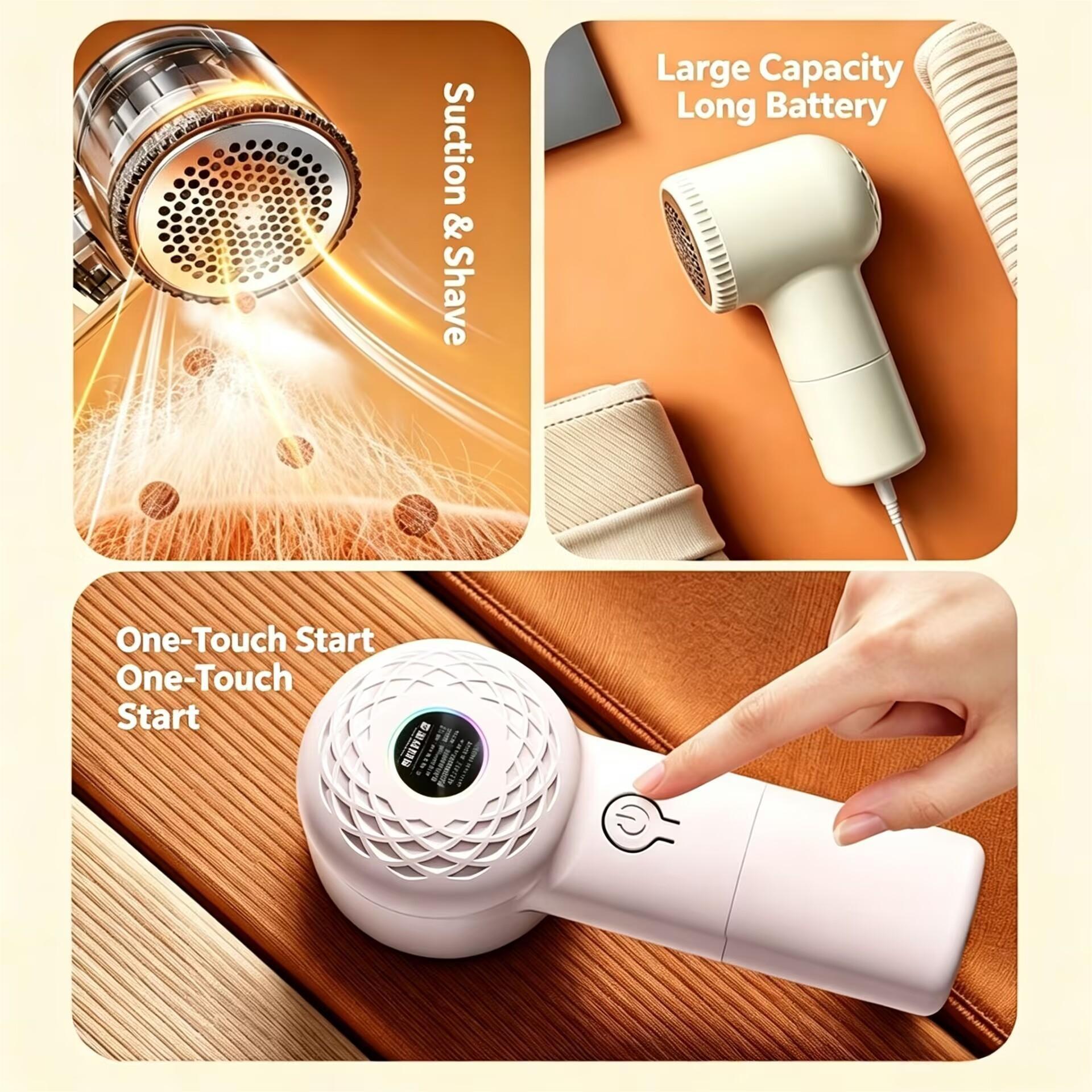 UPHUI Lint Remover 6 Blade Upgraded Wireless Charging Fabric Shaver Wide Shaving Panel Super Long Lasting Battery One Touch Start Portable Pill Remover For Clothes Sweaters Blankets Curtains Sofas