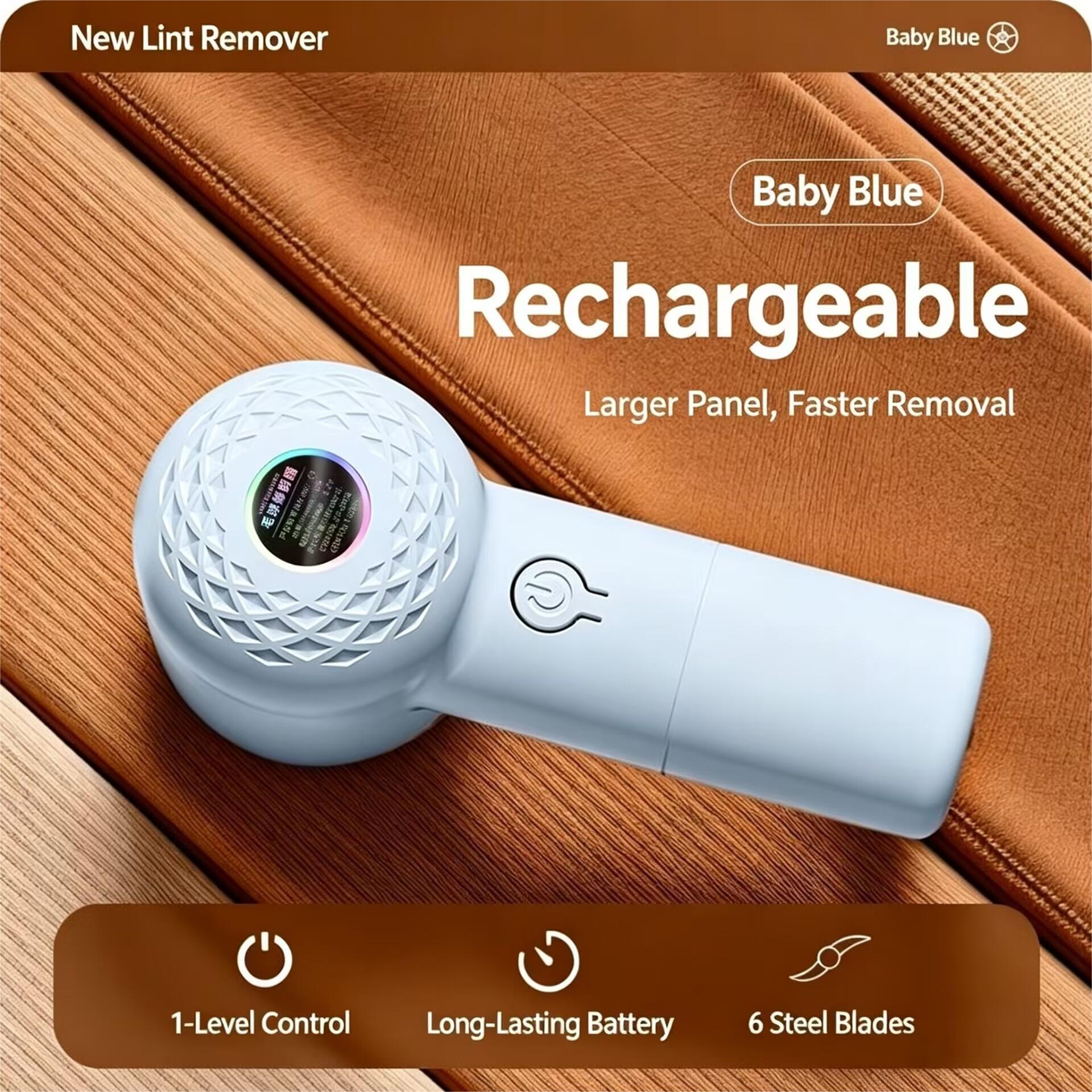 UPHUI Lint Remover 6 Blade Upgraded Wireless Charging Fabric Shaver Wide Shaving Panel Super Long Lasting Battery One Touch Start Portable Pill Remover For Clothes Sweaters Blankets Curtains Sofas
