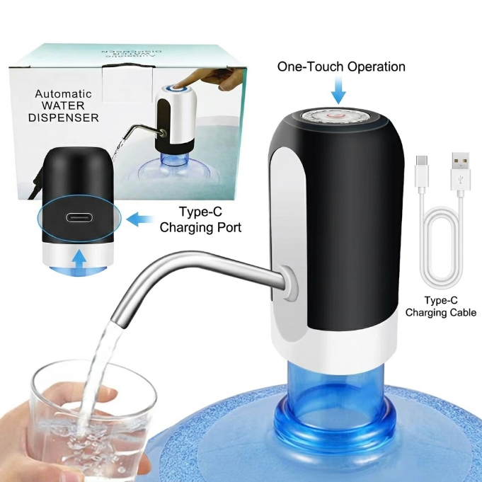 UPHUI Water Extractor Automatic Upgraded Type-C USB Rechargeable Electric Water Bottle Filler Dispenser Portable Universal Water Bottle Pump With Switch For Home Kitchen Office Camping