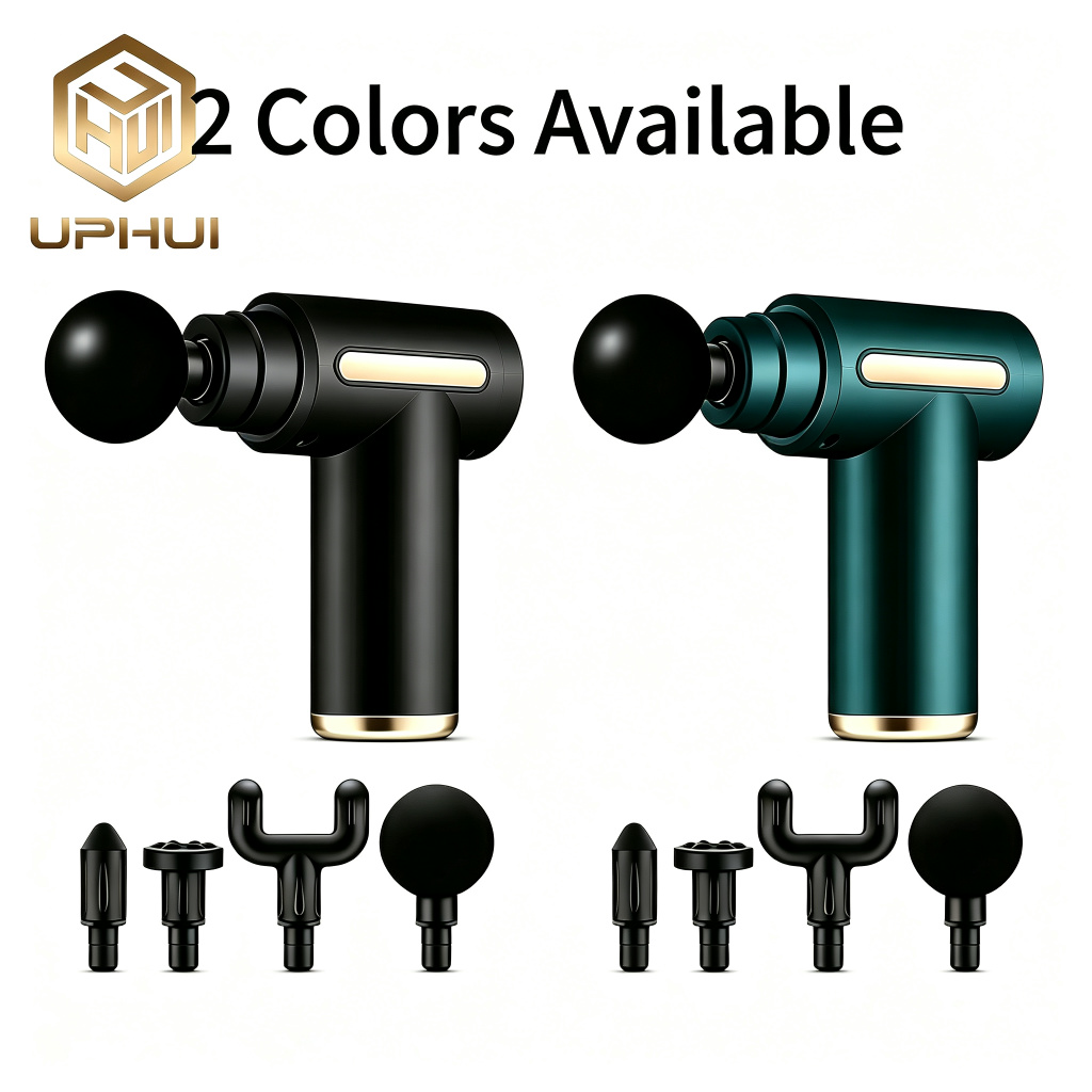 UPHUI Mini Massage Gun Portable Electric Muscle Massager Deep Tissue Percussion Fascial Gun With 4 Heads 6 Speeds Usb Wireless Version Rechargeable For Gym Office Home Workout Recovery And Pain Relief