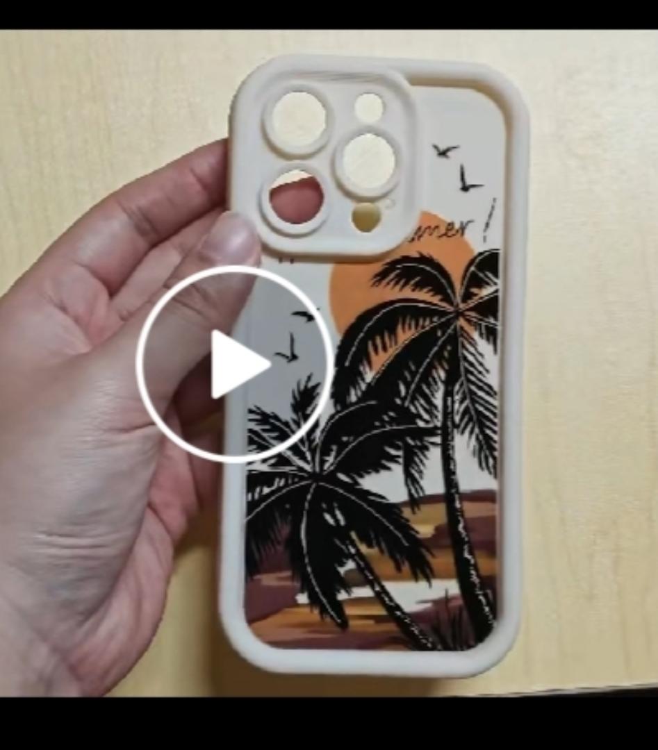 MOBILE CASES FOR IPHONE 14 PLAIN- SUNSET COCONUT TREE DESIGN.