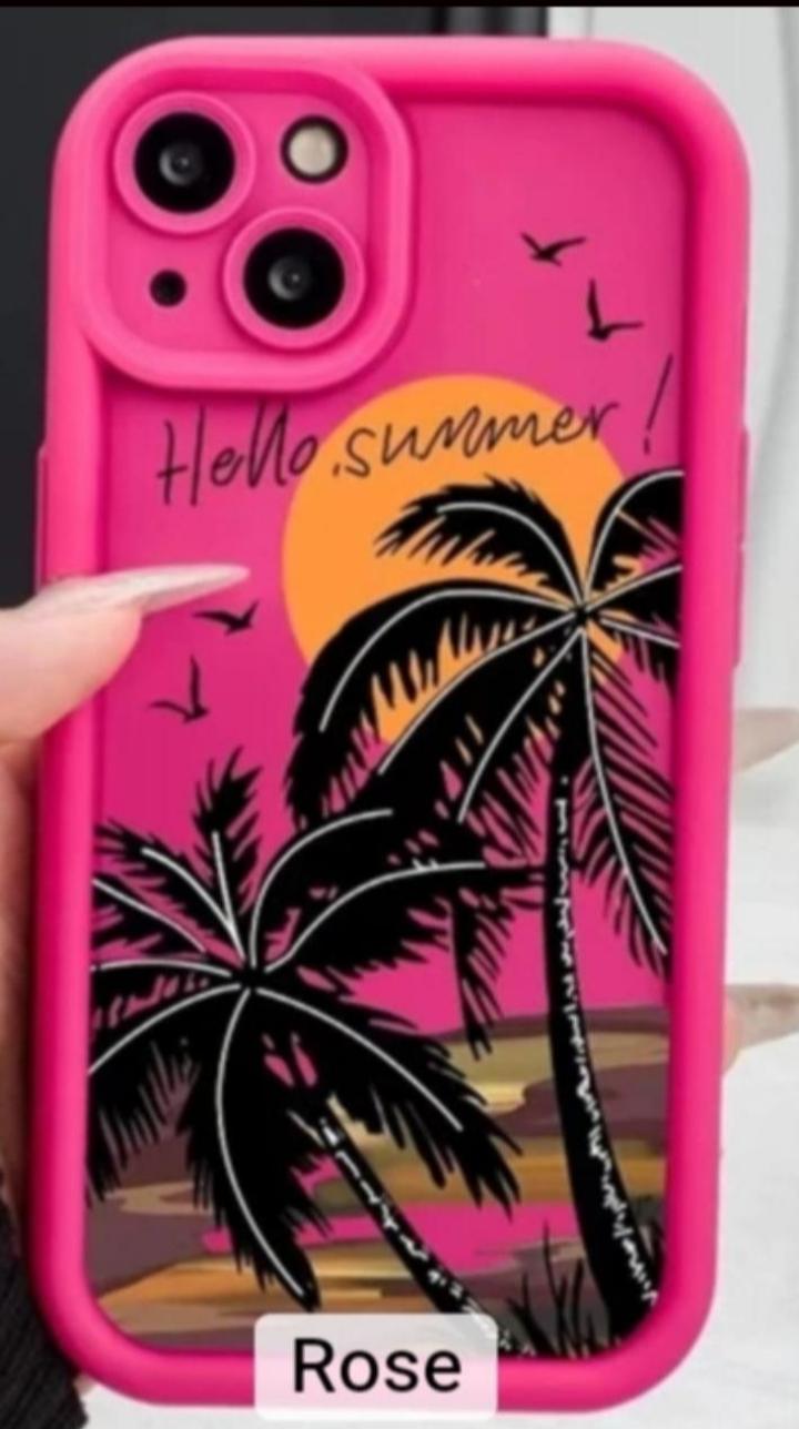 MOBILE PHONE CASES- SUNSET COCONUT TREE MOBILE PHONE CASES FOR IPHONE 13 PLAIN.