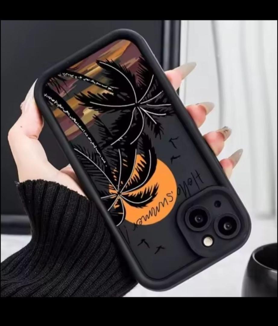 MOBILE PHONE CASES- SUNSET COCONUT TREE MOBILE PHONE CASES FOR IPHONE 13 PLAIN.