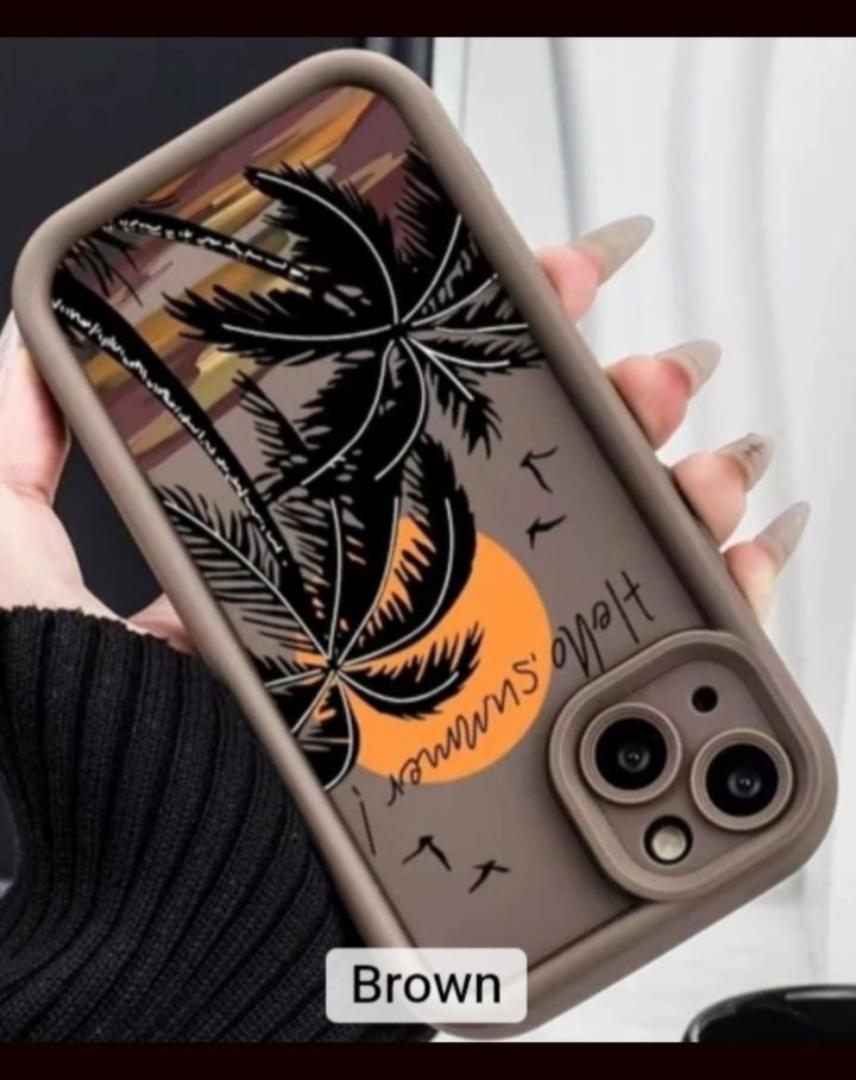 MOBILE PHONE CASES- SUNSET COCONUT TREE MOBILE PHONE CASES FOR IPHONE 13 PLAIN.
