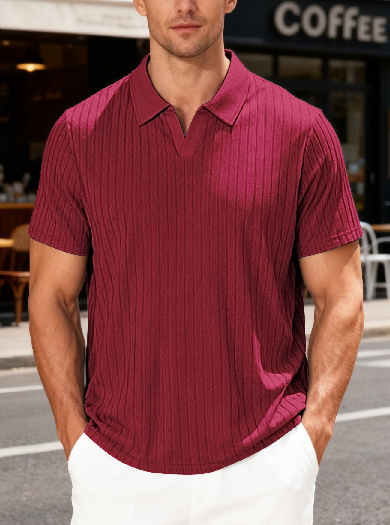 Clothes > Men's Clothing > Tops > T-Shirts  Summer Men's Striped Short Sleeve Shirt Lapel T-Shirt S-3XL