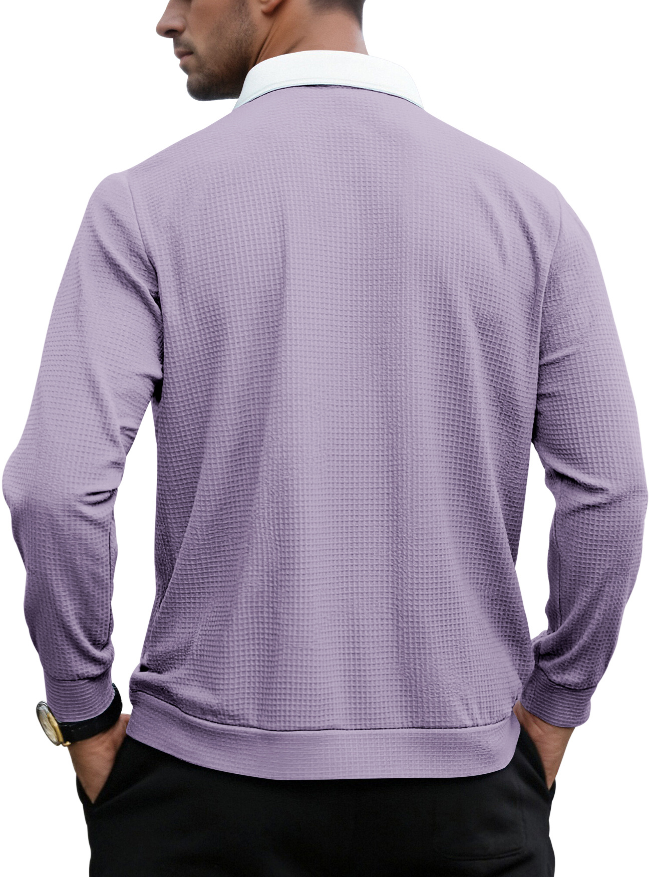 Clothes > Men's Clothing > Tops > Shirts  Long Sleeve Lapel Zip Shirt POLO Shirt S-3XL