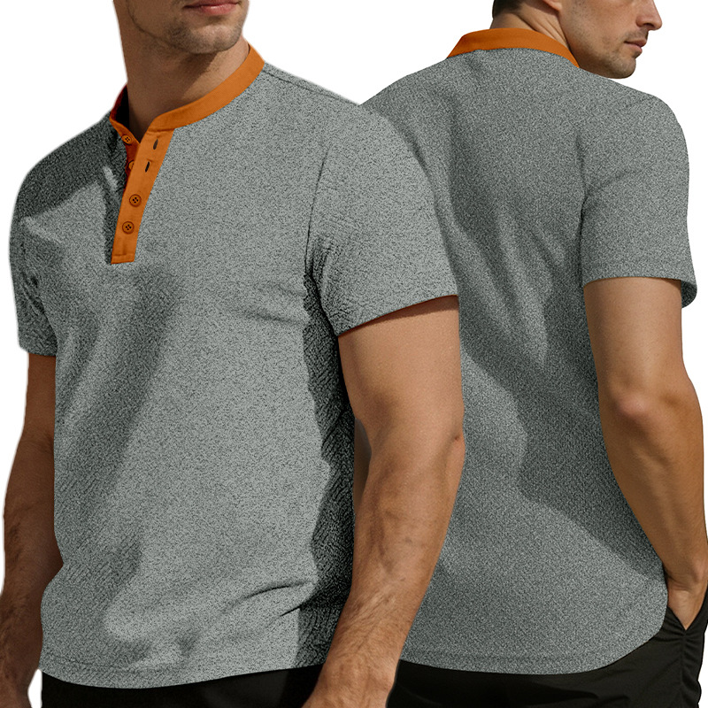 Clothes > Men's Clothing > Tops > T-Shirts  Summer Men's Henley Button Down T-Shirt