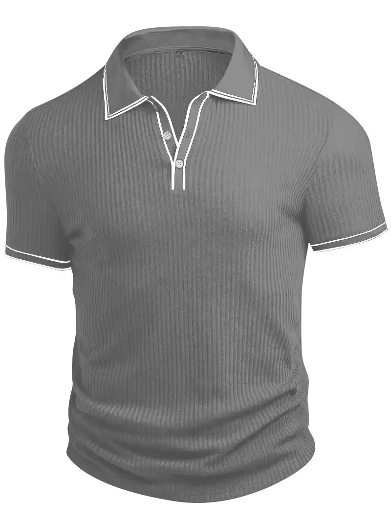 Clothes > Men's Clothing > Tops > T-Shirts  Men's Polo Shirt With Short Sleeves And Laces S-2XL
