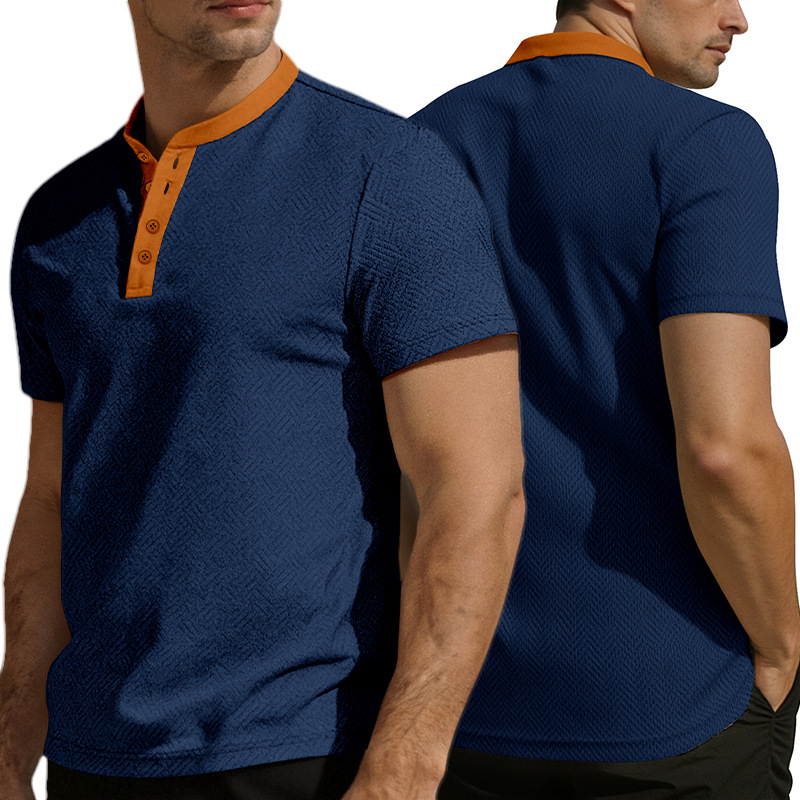 Clothes > Men's Clothing > Tops > T-Shirts  Summer Men's Henley Button Down T-Shirt
