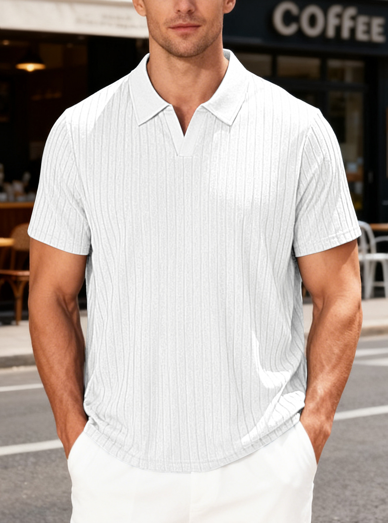 Clothes > Men's Clothing > Tops > T-Shirts  Summer Men's Striped Short Sleeve Shirt Lapel T-Shirt S-3XL