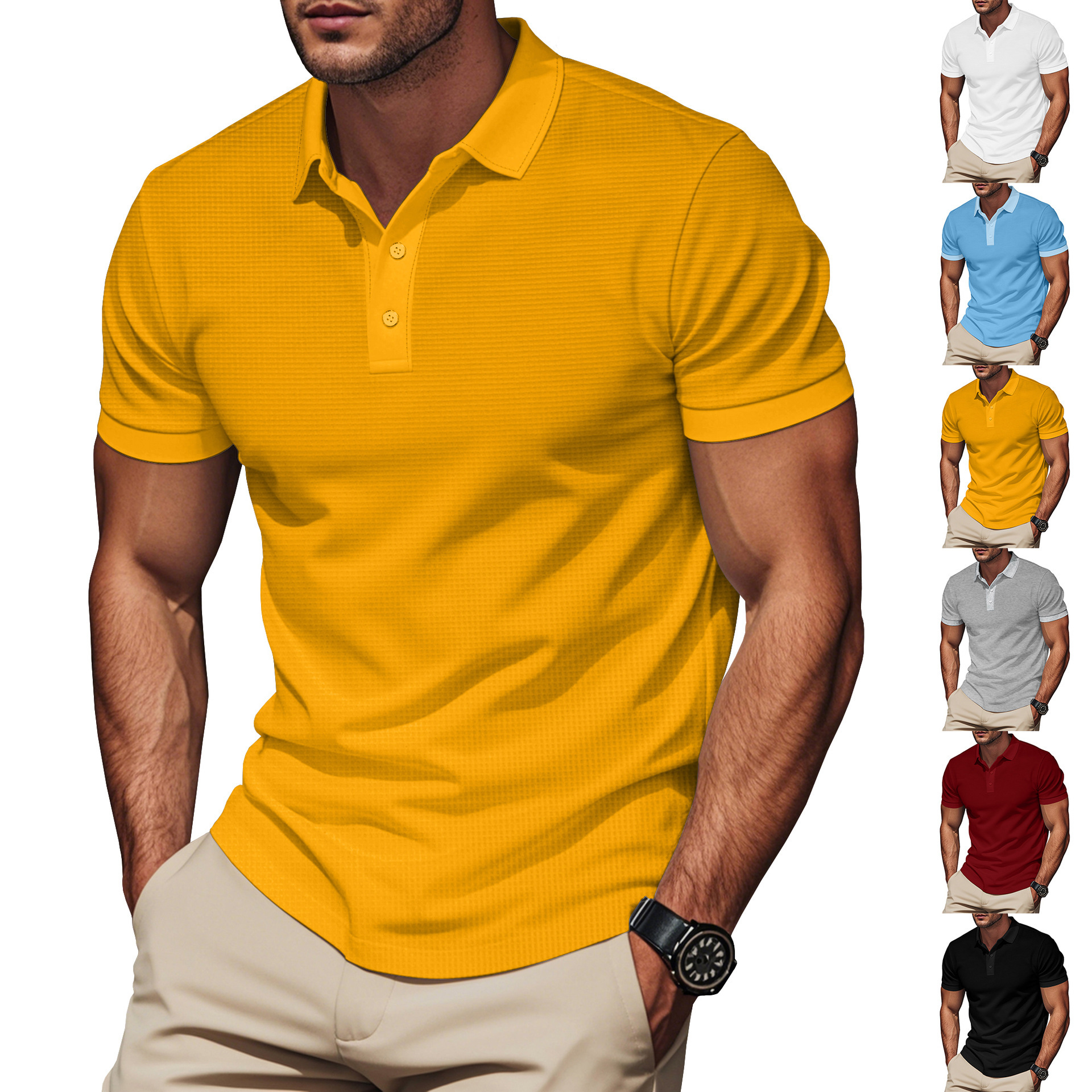 Clothes > Men's Clothing > Tops > Shirts  Summer Men's Lapel Short Sleeve Polo T-Shirt S-3XL