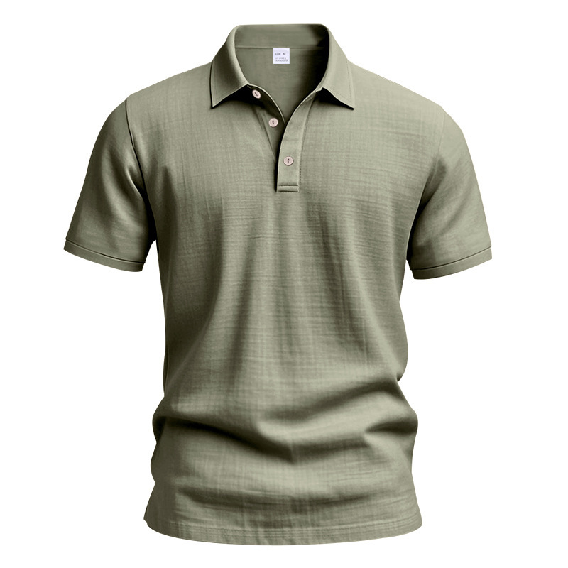 Clothes > Men's Clothing > Tops > T-Shirts  Summer Men's Linen Polo Shirt With Lapel Loose Short Sleeve T-Shirt