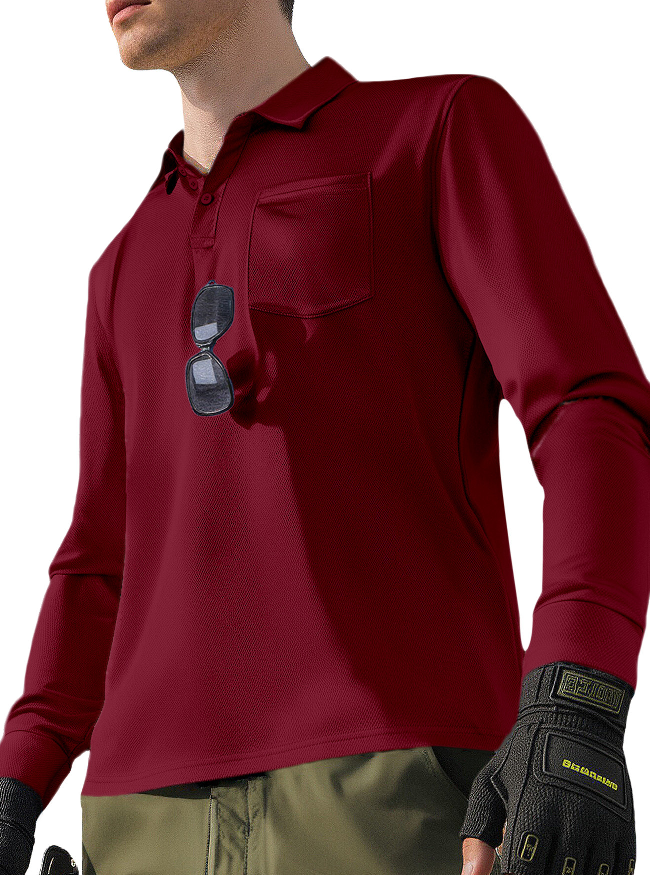 Clothes > Men's Clothing > Tops > Shirts  Men's Loose Lapel Long Sleeve Polo Shirt S-3XL