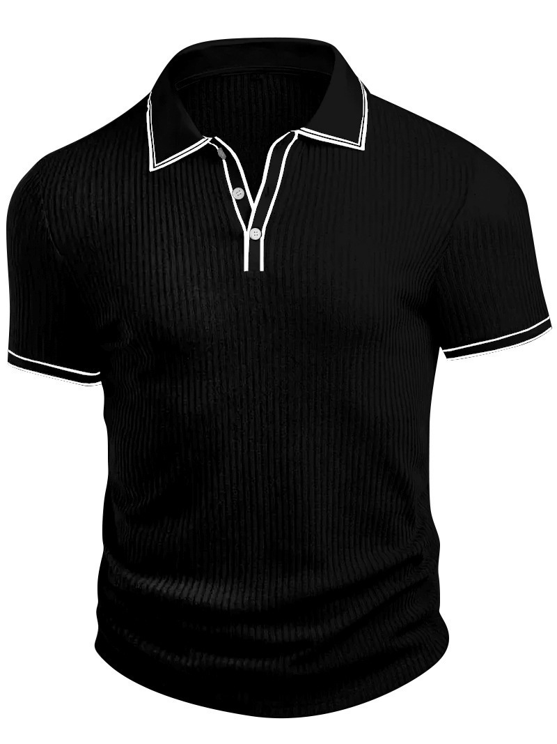 Clothes > Men's Clothing > Tops > T-Shirts  Men's Polo Shirt With Short Sleeves And Laces S-2XL