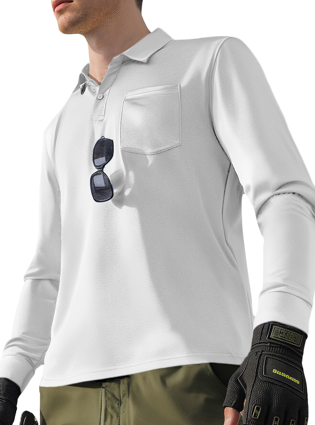 Clothes > Men's Clothing > Tops > Shirts  Men's Loose Lapel Long Sleeve Polo Shirt S-3XL