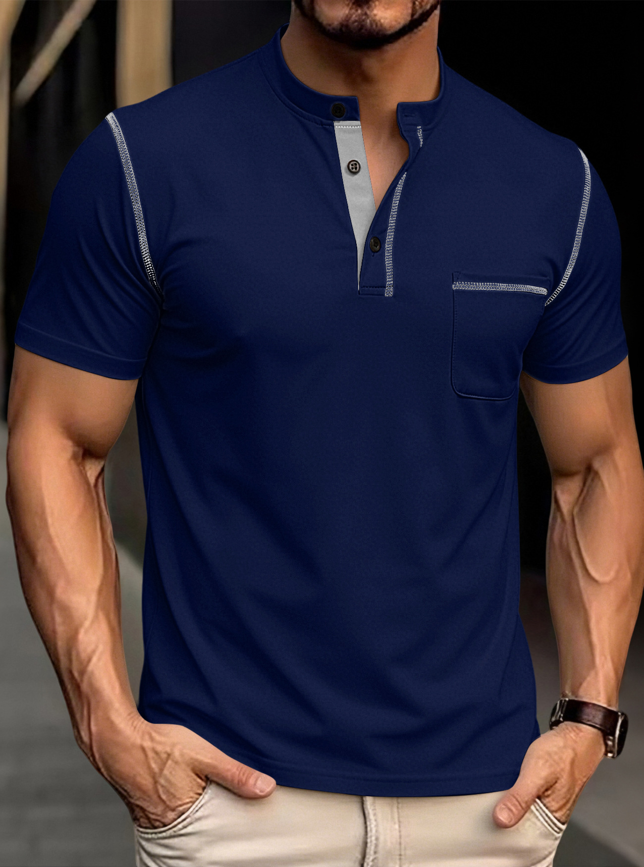 Clothes > Men's Clothing > Tops > T-Shirts  Summer polo shirt with short sleeves T-shirt S-3XL