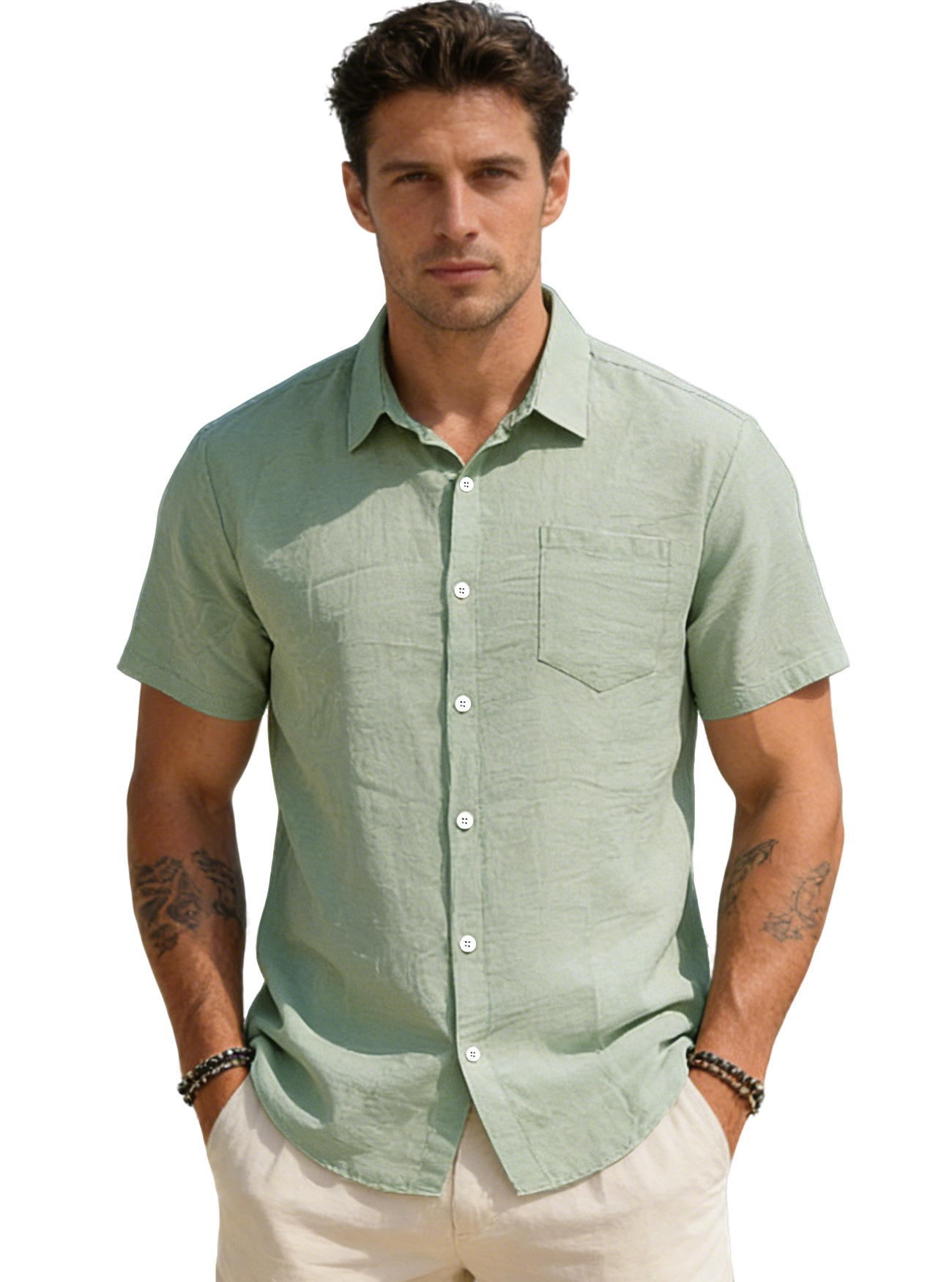 Clothes > Men's Clothing > Tops > T-Shirts  Men's Short Sleeve Loose Lapel Shirt Versatile T-Shirt S-3XL