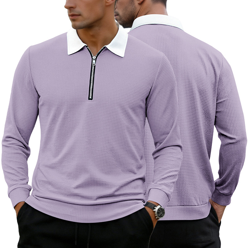 Clothes > Men's Clothing > Tops > Shirts  Long Sleeve Lapel Zip Shirt POLO Shirt S-3XL