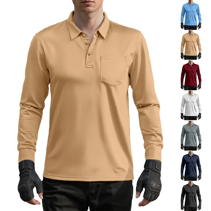Clothes > Men's Clothing > Tops > Shirts  Men's Loose Lapel Long Sleeve Polo Shirt S-3XL
