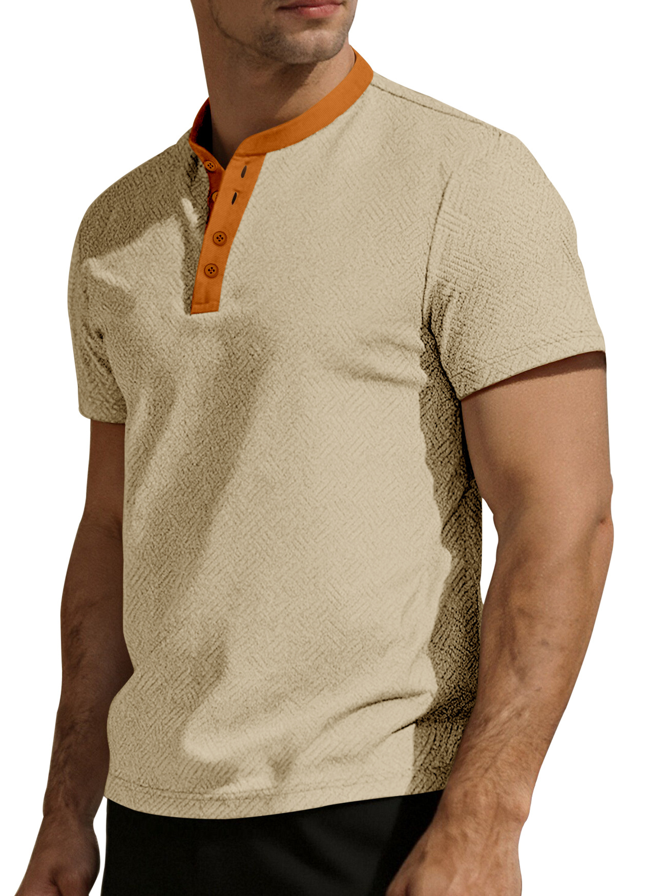 Clothes > Men's Clothing > Tops > T-Shirts  Summer Men's Henley Button Down T-Shirt