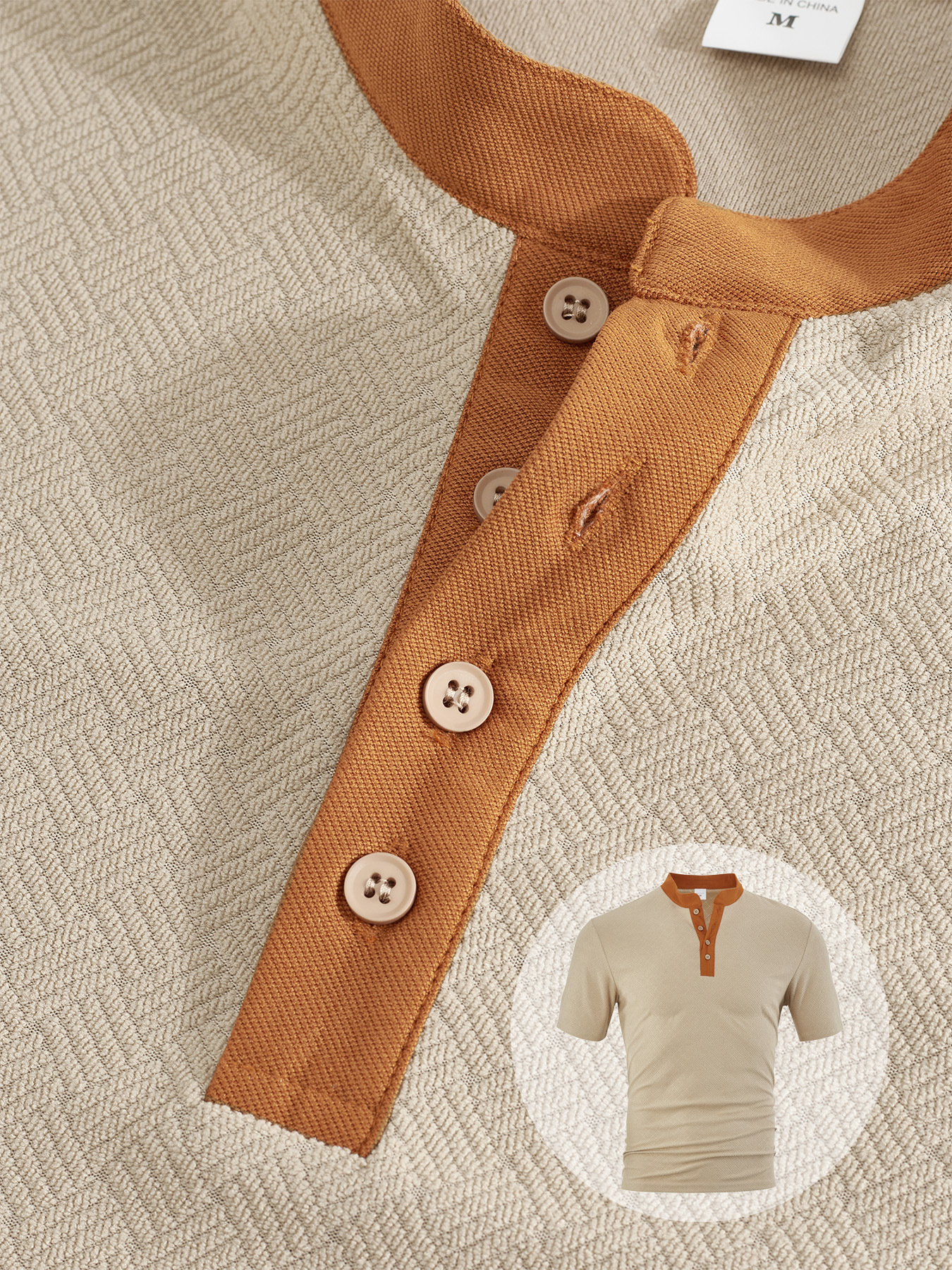 Clothes > Men's Clothing > Tops > T-Shirts  Summer Men's Henley Button Down T-Shirt