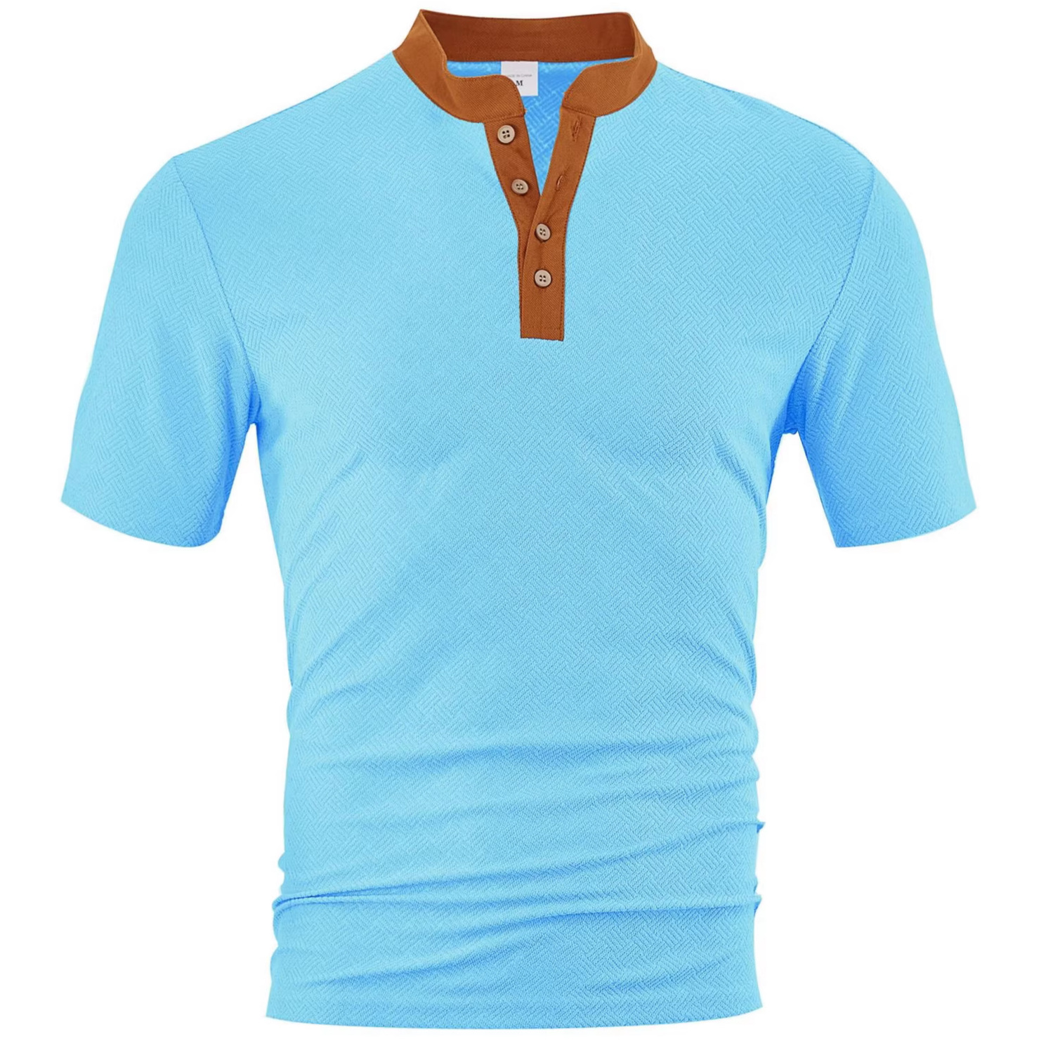 Clothes > Men's Clothing > Tops > T-Shirts  Summer Men's Henley Button Down T-Shirt