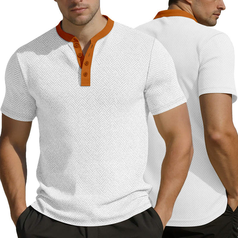 Clothes > Men's Clothing > Tops > T-Shirts  Summer Men's Henley Button Down T-Shirt