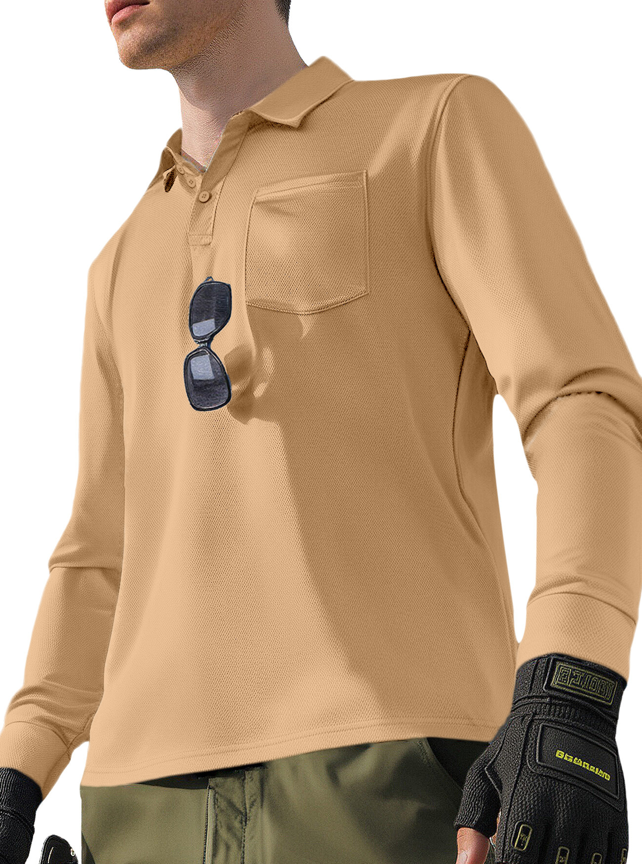 Clothes > Men's Clothing > Tops > Shirts  Men's Loose Lapel Long Sleeve Polo Shirt S-3XL