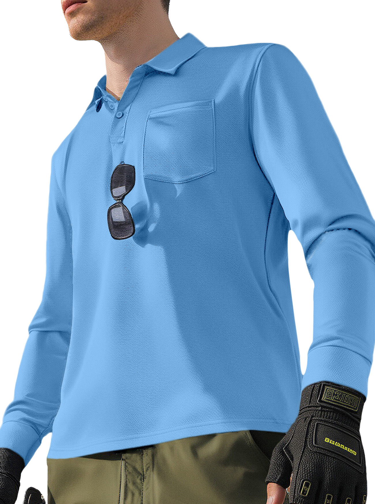 Clothes > Men's Clothing > Tops > Shirts  Men's Loose Lapel Long Sleeve Polo Shirt S-3XL