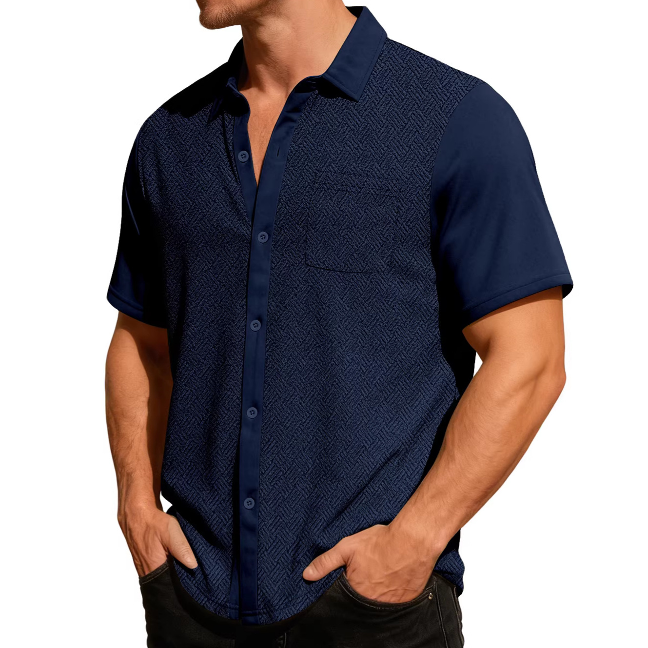 Clothes > Men's Clothing > Tops > T-Shirts  Summer Men's Shirt With Short Sleeves and Loose Lapels