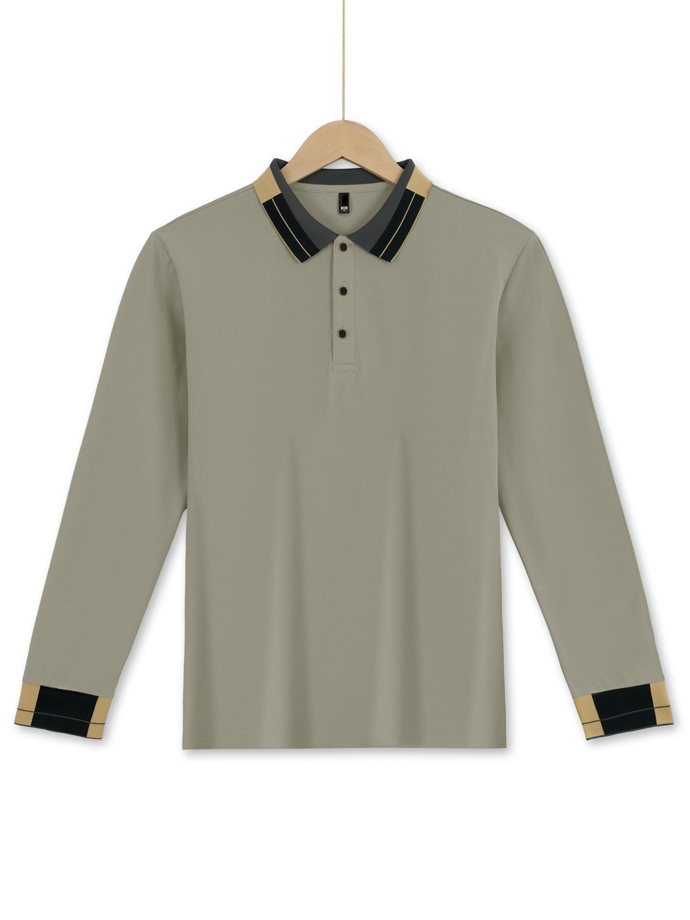 Clothes > Men's Clothing > Tops > Shirts Long Sleeve Waffle Collar Polo Shirt