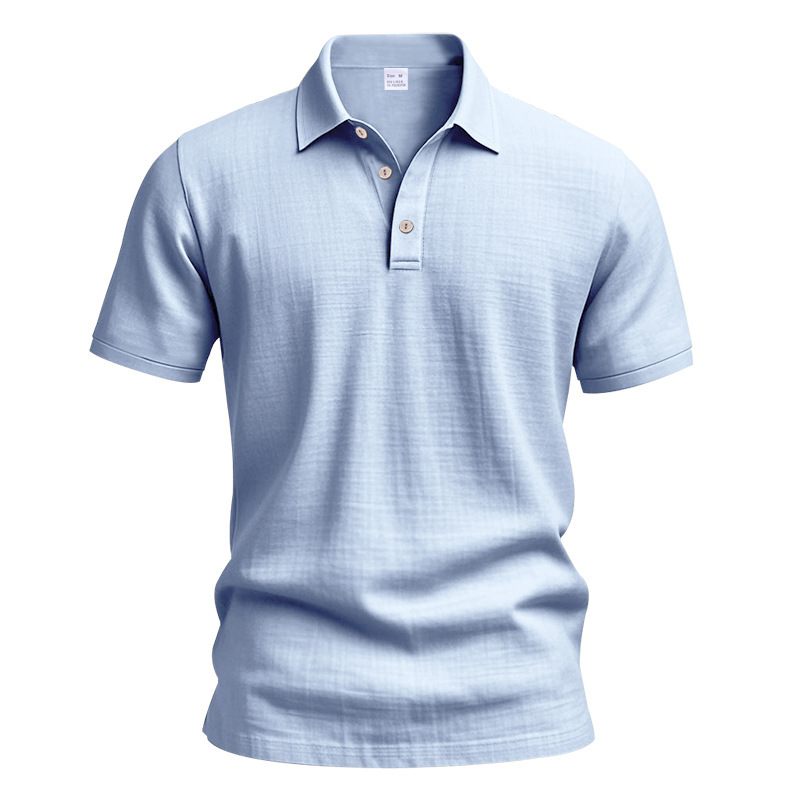 Clothes > Men's Clothing > Tops > T-Shirts  Summer Men's Linen Polo Shirt With Lapel Loose Short Sleeve T-Shirt