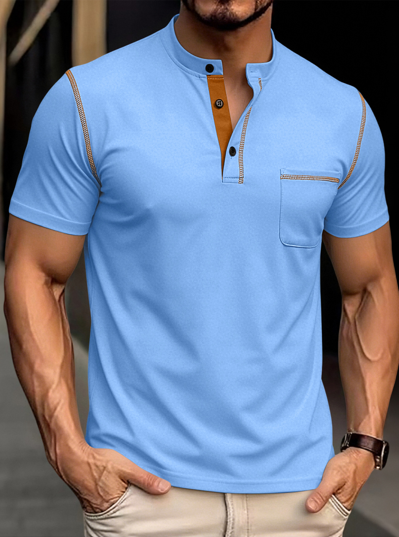 Clothes > Men's Clothing > Tops > T-Shirts  Summer polo shirt with short sleeves T-shirt S-3XL