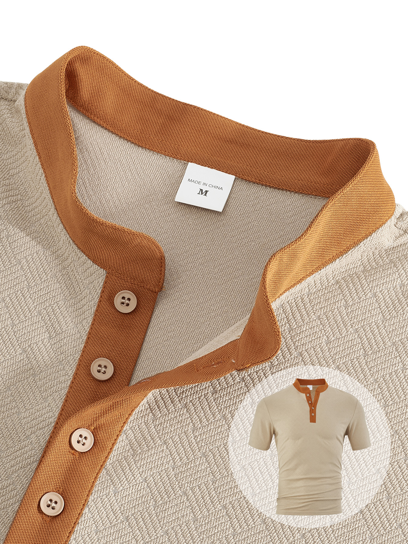 Clothes > Men's Clothing > Tops > T-Shirts  Summer Men's Henley Button Down T-Shirt
