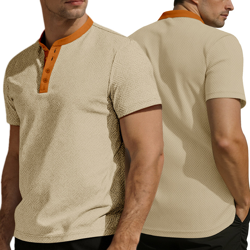 Clothes > Men's Clothing > Tops > T-Shirts  Summer Men's Henley Button Down T-Shirt