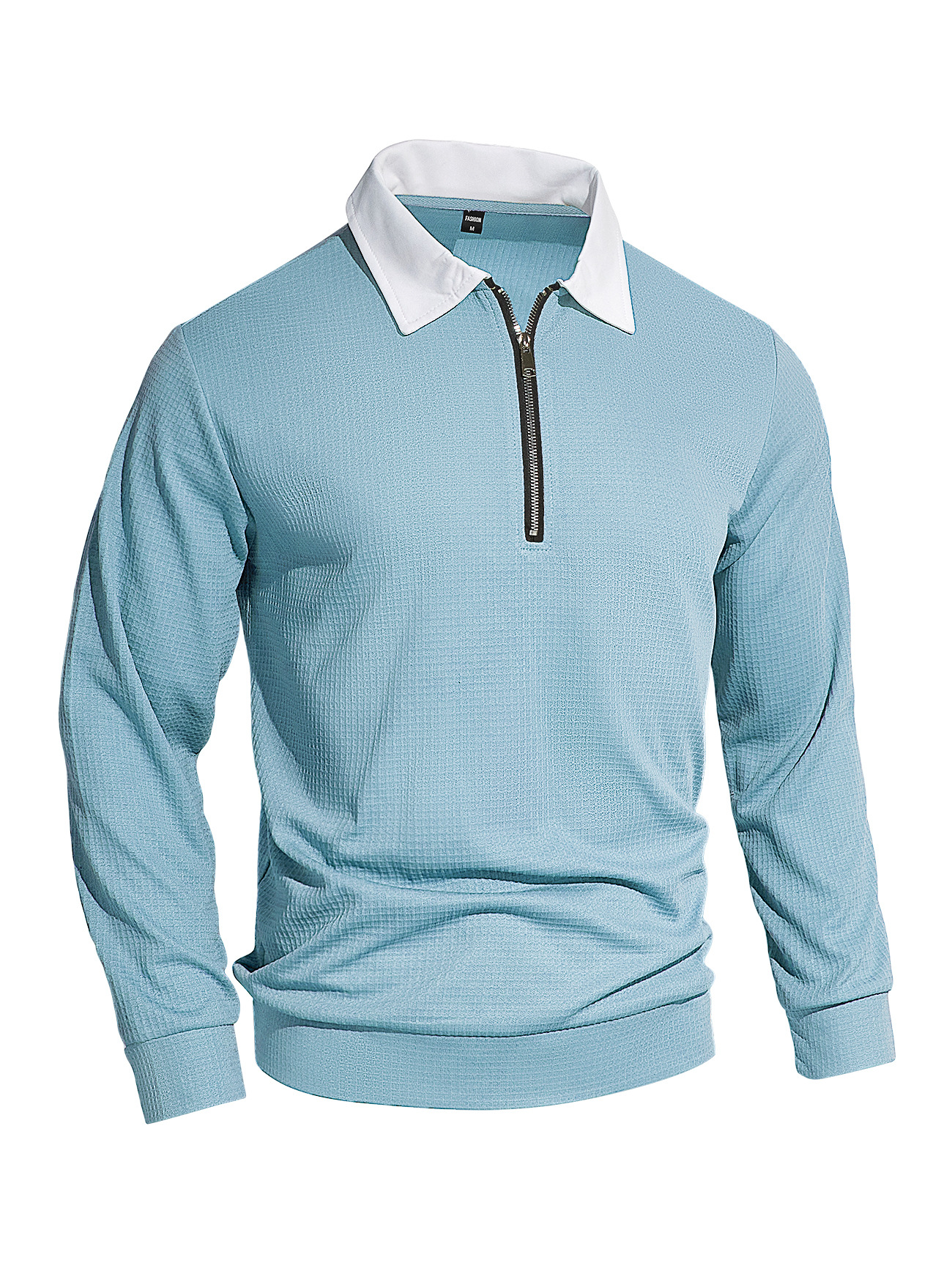 Clothes > Men's Clothing > Tops > Shirts  Long Sleeve Lapel Zip Shirt POLO Shirt S-3XL