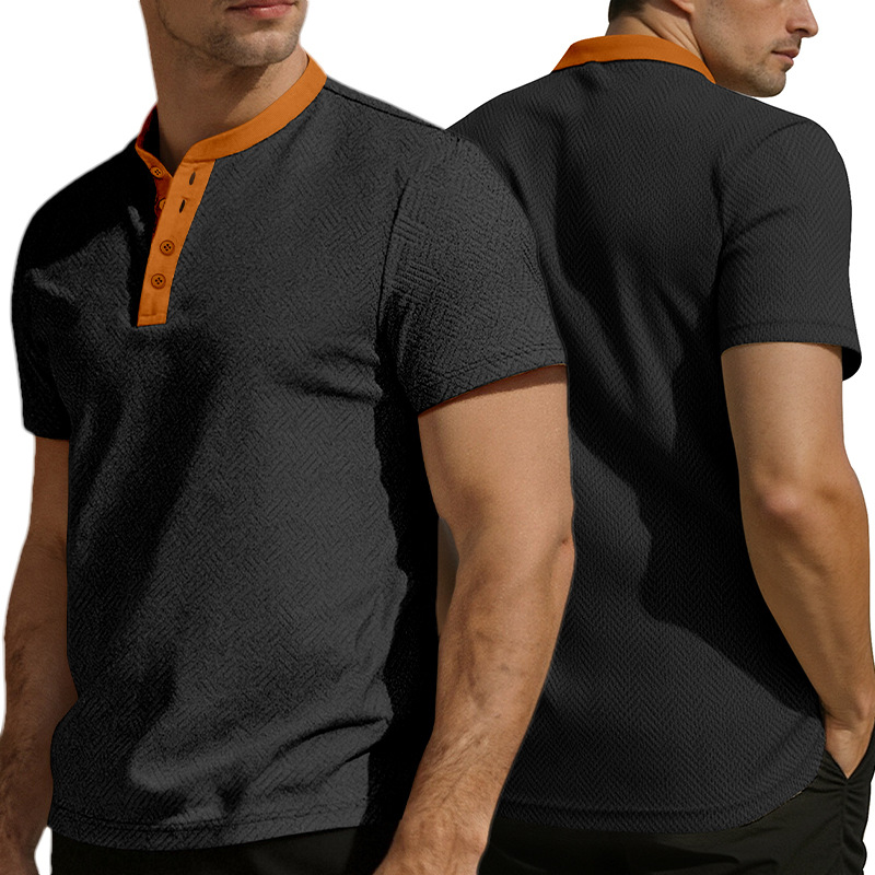 Clothes > Men's Clothing > Tops > T-Shirts  Summer Men's Henley Button Down T-Shirt
