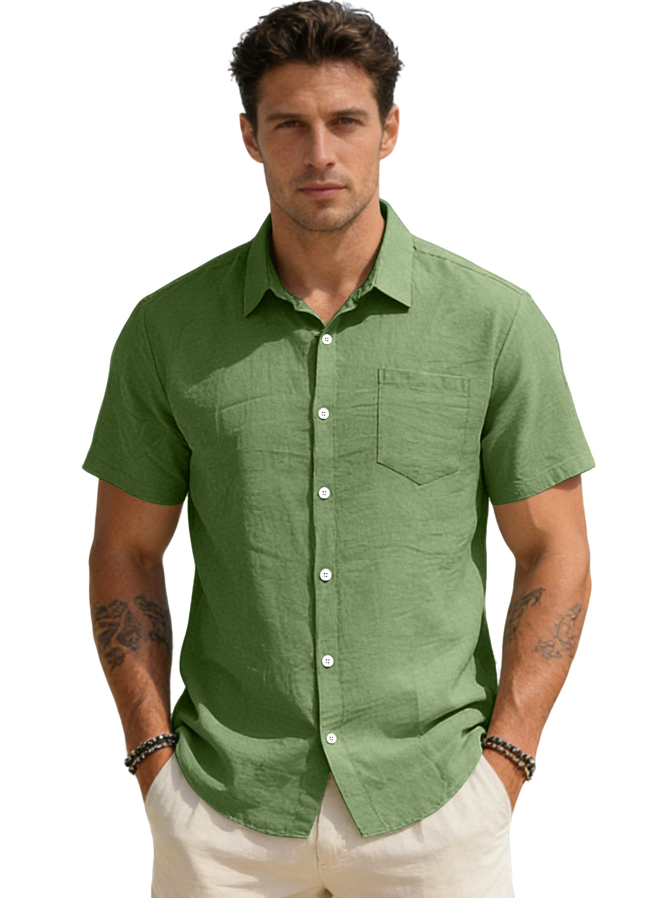 Clothes > Men's Clothing > Tops > T-Shirts  Men's Short Sleeve Loose Lapel Shirt Versatile T-Shirt S-3XL